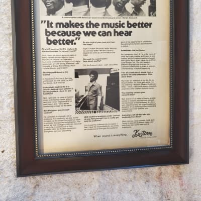 1976 Kustom Amplifiers Promotional Ad Framed Herbie Hancock Original for sale