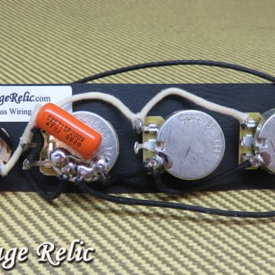 J Bass Upgrade wiring kit fits Fender Jazz Bass CTS pots Orange Drop .047uF cap image 1