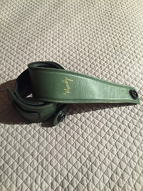 4.0 Leather Backed Guitar Strap - Light Green/Cream