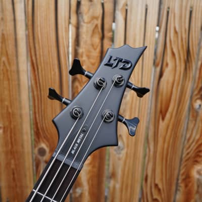 ESP LTD F-4 Black Metal Black Satin 4-String Electric Bass Guitar (2023) image 5
