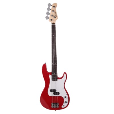 New Glarry GP Electric Bass Guitar Red w/ 20W Amplifier image 2