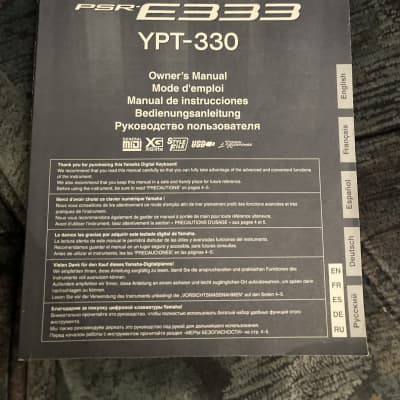 YAMAHA PSR-E333 and YPT-330 Original Owners Manual / User Manual from 2011