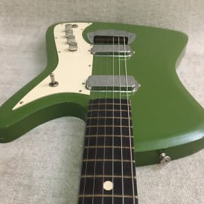 Vintage 1965 Airline Bighorn Green Solid Body Electric Guitar USA Made Kay + Original Gig Bag RARE image 6