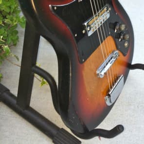 Vintage 1960's Teisco SG Style Sunburst Guitar W/ Gold Foil Pickup image 6