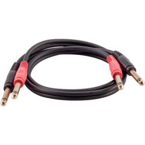 Seismic Audio SA-DQTS3 Dual 1/4" TS Mono Male to Male Audio Cable - 3'