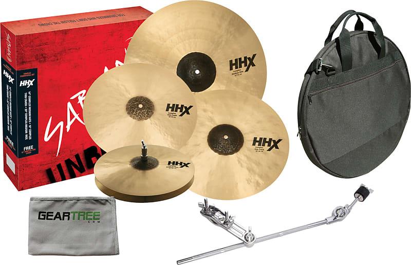 Sabian 15005XCNP HHX Complex Promotional Set Cymbal Pack w/ Cloth, Boom  Arm, Bag