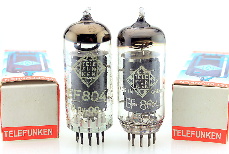 2 pcs. 1950's TELEFUNKEN EF804 VACUUM TUBES - TEST EXCELLENT