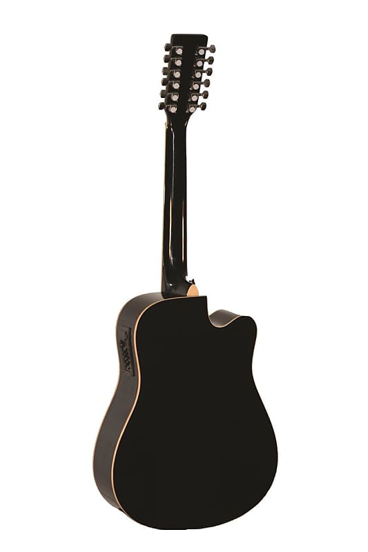 De Rosa GACE41 AW12 BK LFT Spruce Top 12 String Acoustic Electric Guitar w Bag Pick For Lefty Players