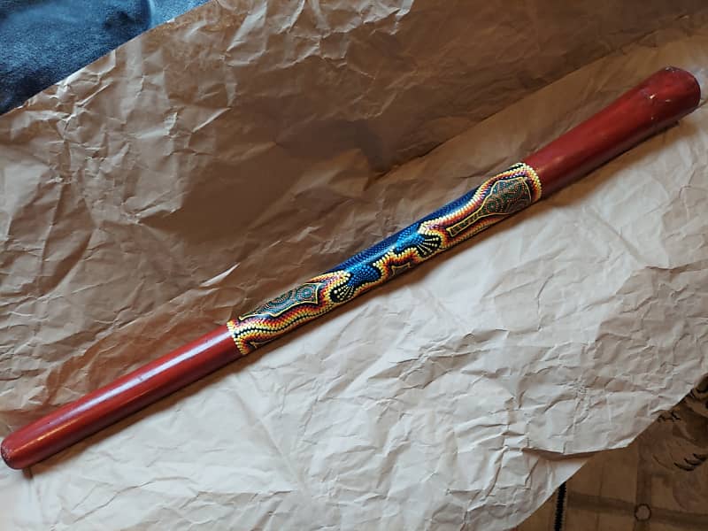 Wooden didgeridoo painted