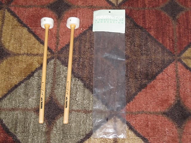 ONE pair new old stock Regal Tip 606SG (Goodman # 6) TIMPANI MALLETS, CARTWHEEL -  inner core of medium hard felt covered with a layer of soft damper felt / hard maple handle (shaft), includes packaging image 1