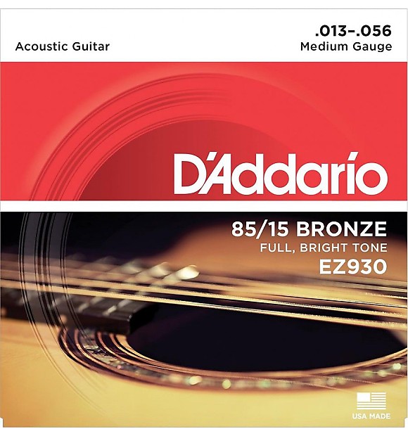 D'Addario EZ930 85/15 Bronze Acoustic Guitar Strings Medium 13-56 image 1