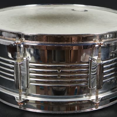 Vintage Ludwig Rocker 14" x 5" Ribbed Steel Snare Drum 8-Lug Percussion image 5