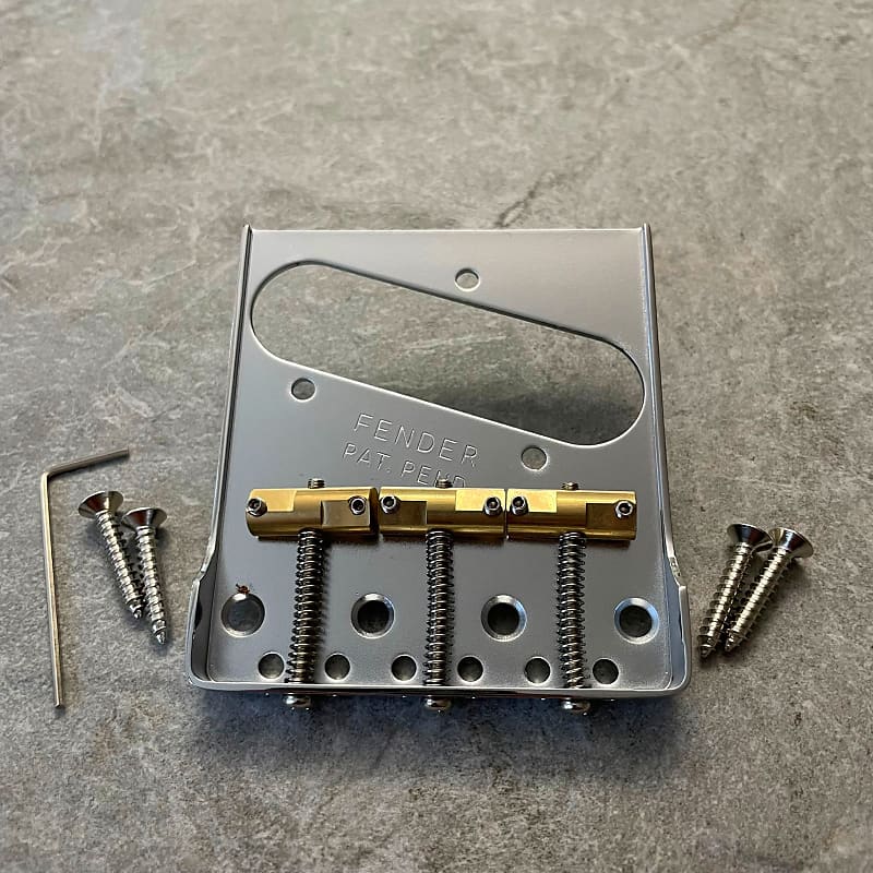 Fender Telecaster Bridge Cut Down Sides, Brass Saddles! image 1