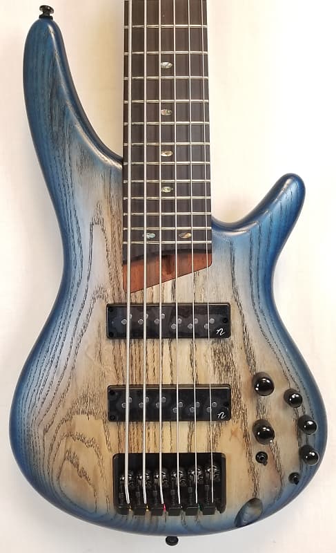 Ibanez SR606E SR Standard 6 String Bass, Ash Body, Cosmic Blue Starburst Flat image 1