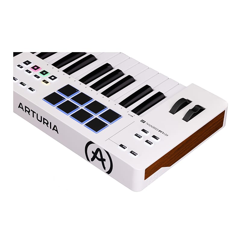 Arturia KeyLab Essential 61 mk3 MIDI Universal Keyboard Controller with  Custom DAW Scripts (White) Bundle with Adjustable Double X Keyboard Stand,  