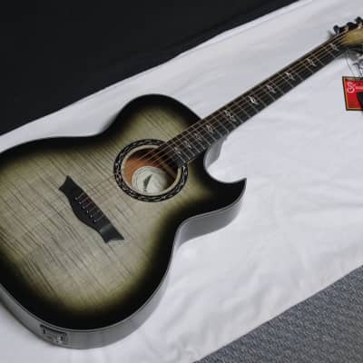DEAN Exhibition Ultra FM Acoustic/Electric guitar w/Fishman USB - Charcoal Burst w/ Hard Case image 3