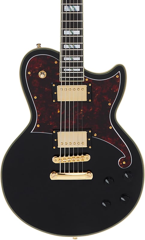D'Angelico Deluxe Atlantic Baritone Electric Guitar - Solid Black image 1