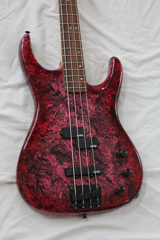 1981 Vantage 525B PJ Rare Made in Japan Vintage 4 String Bass - Purple Red Nebula + Hard Case image 1