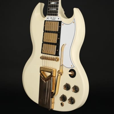 Gibson Custom Shop 60th Anniversary 1961 SG Les Paul Custom with Sideways Vibrola in Polaris White V image 3