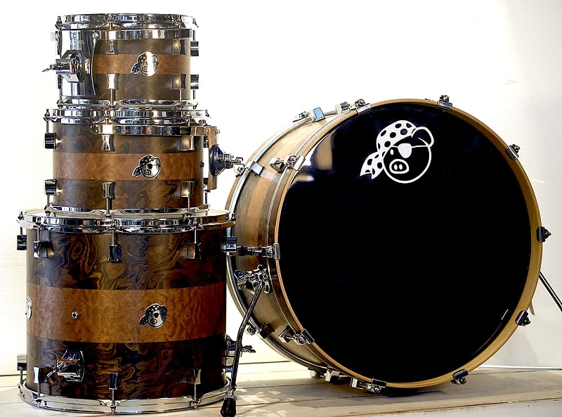 Pork Pie Percussion 4-Piece Custom 8-Ply Maple Drum Set (10/12/16/22") with Walnut/Sapele Satin Veneer image 1
