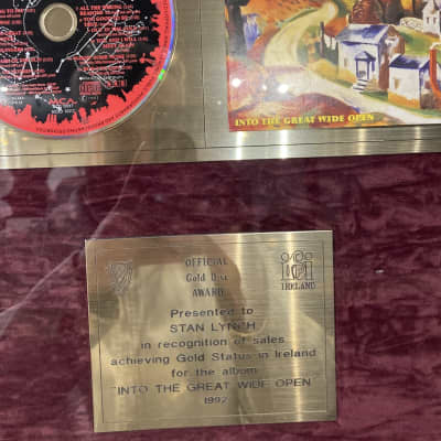 Stan Lynch Tom Petty and The Heartbreakers, Ireland, Into The Great Wide Open, Gold Record (#14) image 3
