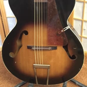 Vintage all original USA Silvertone H4 archtop acoustic F-hole guitar image 6