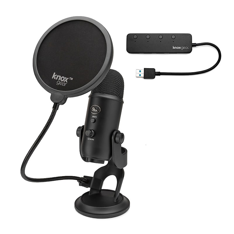 Blue Microphones Yeti X Mic Bundle with Knox Boom Arm, Pop Filter and USB  Hub
