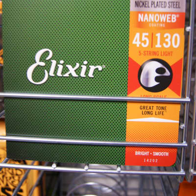 Elixir 14202 Nanoweb coated 5 string bass guitar set 45-130 image 1