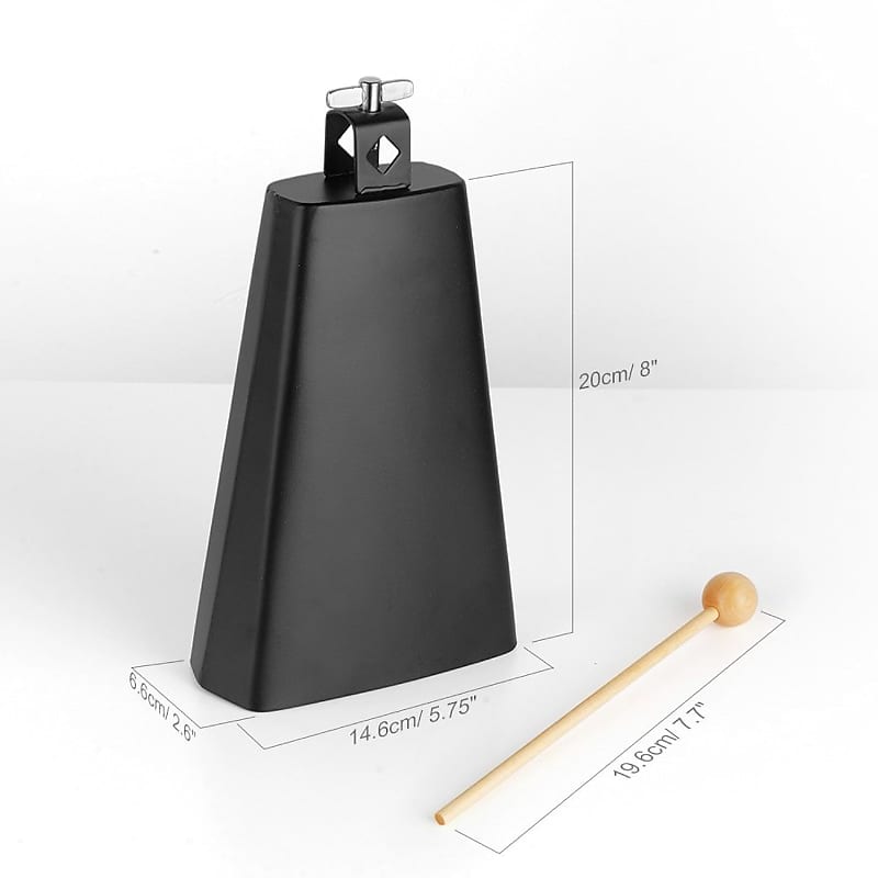  Vangoa 8 inch Metal Steel Cow Bell Noise Maker Cowbell  Percussion Instrument with Handle Stick for Drumset Wedding Football  Cheering Games : Musical Instruments