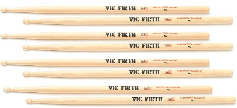 Vic Firth 7A Wood Tip, 4 Pack image 1