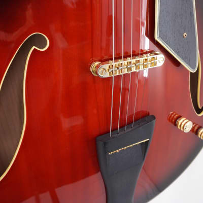 Conti Thinline Jazz Guitar [Peerless 'Equity Model' 2015] Deep Red Burst + Deluxe Mono Gig Bag image 6
