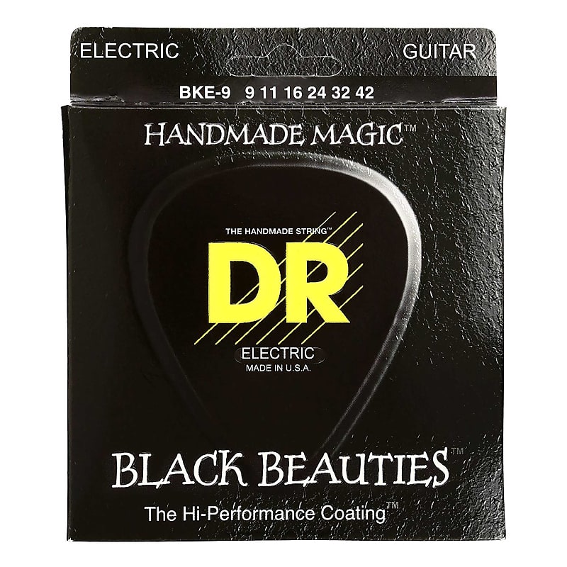 DR Strings BKE-9 Extra Life Black Beauties Coated Electric Guitar Strings image 1