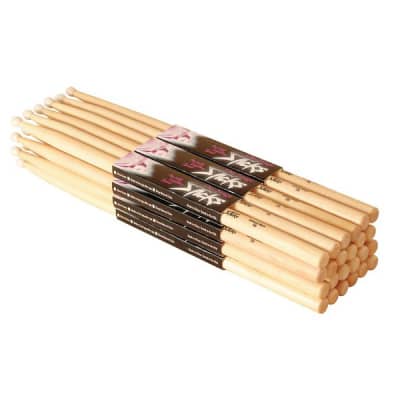 On-Stage 5A Wood Tip Hickory Drum Sticks (12 Pairs) image 1