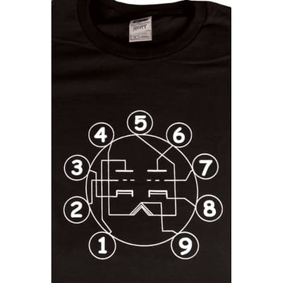 T-Shirt - Black with Dual Triode Tube Pin-out, Size: XX Large image 1