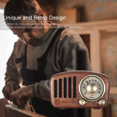 Vintage Retro Radio Bluetooth Speaker Walnut Wooden FM Radio Old Fashion Look image 4