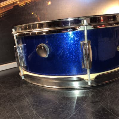 Beautiful Japanese  Snare Drum Unbranded  Stencil  1970s - Blue Sparkle image 10