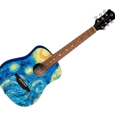 Luna Safari Starry Night Travel Acoustic Guitar w/Bag - Used for sale
