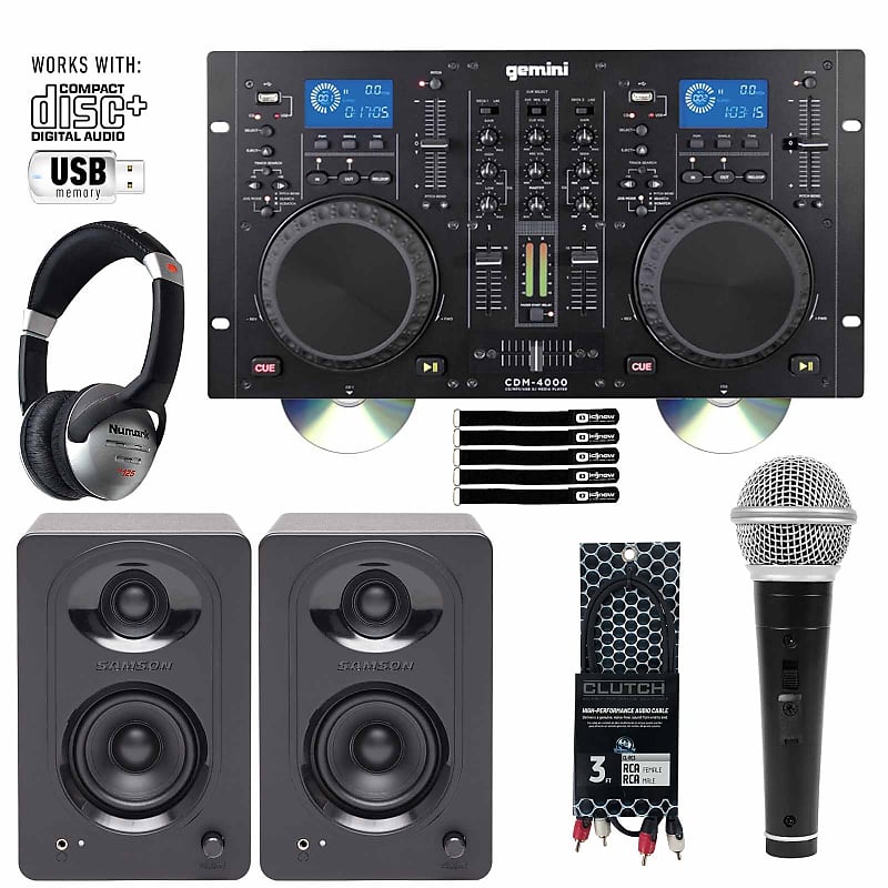 Gemini CDM4000BT CD/MP3/USB DJ Media Player Speakers Mic & Reverb