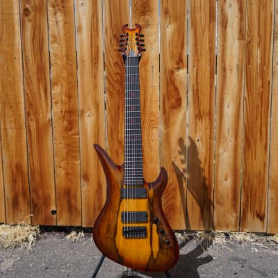 Schecter USA Custom Shop Masterworks Avenger Trans Amber Burst 8-String Guitar w/ Tolex Case image 3