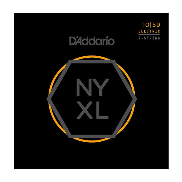 D’Addario NYXL1059 Nickel Plated Electric Guitar Strings, Regular Light,7-String,10-59 image 1