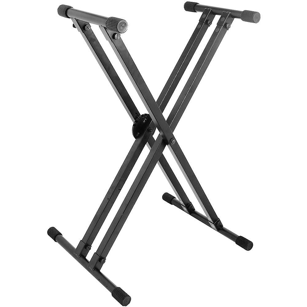 OnStage LokTight DoubleX Keyboard Stand with quikSQUEEZE Reverb
