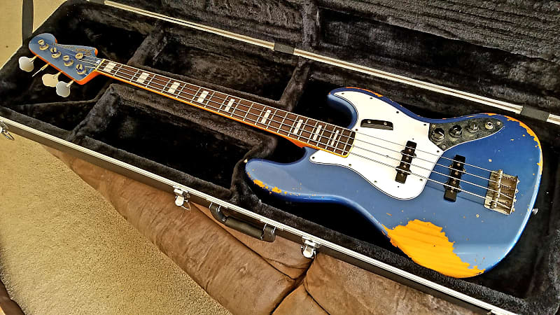 Fender Japan '75 Reissue Jazz Bass Relic, Amparo Blue Nitro image 1