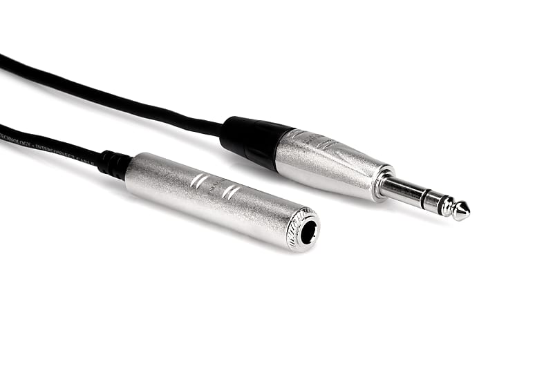 Hosa HXSS-005 Pro Series 1/4" TRS Female to 1/4" TRS Male Stereo Headphone Extension Cable - 5" image 1