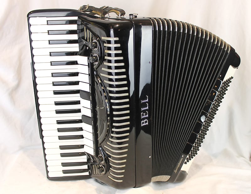 6838 - Black Bell Symphony Double Chamber Piano Accordion | Reverb