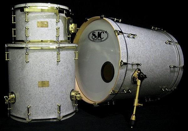 SJC Maple 5 Piece Drum Set w/ Gold Hardware Custom 2013 White/Gold Glitter image 1