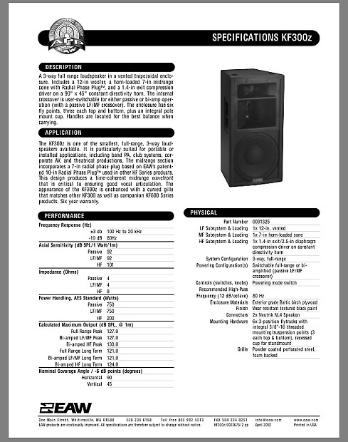 Eaw kf300z outlet