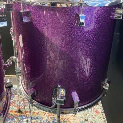 Frank Ferrer's Guns N Roses, Pork Pie, 2016 Drum Set, 24",16",14",13",12" Purple Sparkle. Signed! Authenticated! image 18