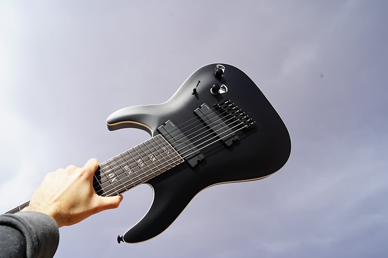 Schecter DIAMOND SERIES C-8 MS SLS ELITE "EVIL TWIN" - Satin Black 8-String Electric Guitar image 1