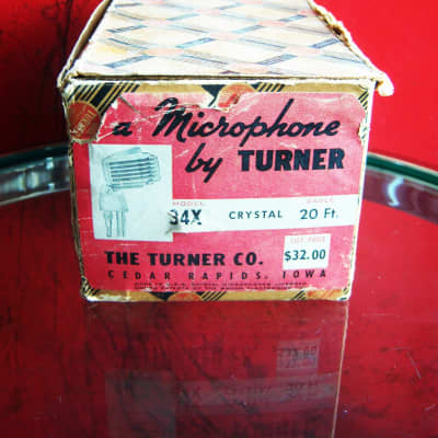 Vintage RARE 1940's Turner 34X crystal / modified dynamic microphone Satin Chrome w cable & box 22D 33D 25D 95D image 3