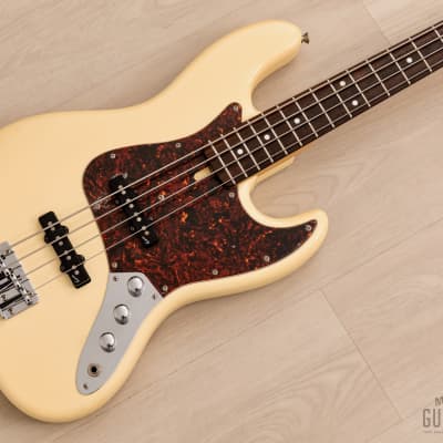 1985 Moon JJ-4 Vintage Jazz Bass Guitar Pearl White w/ EMG J Set